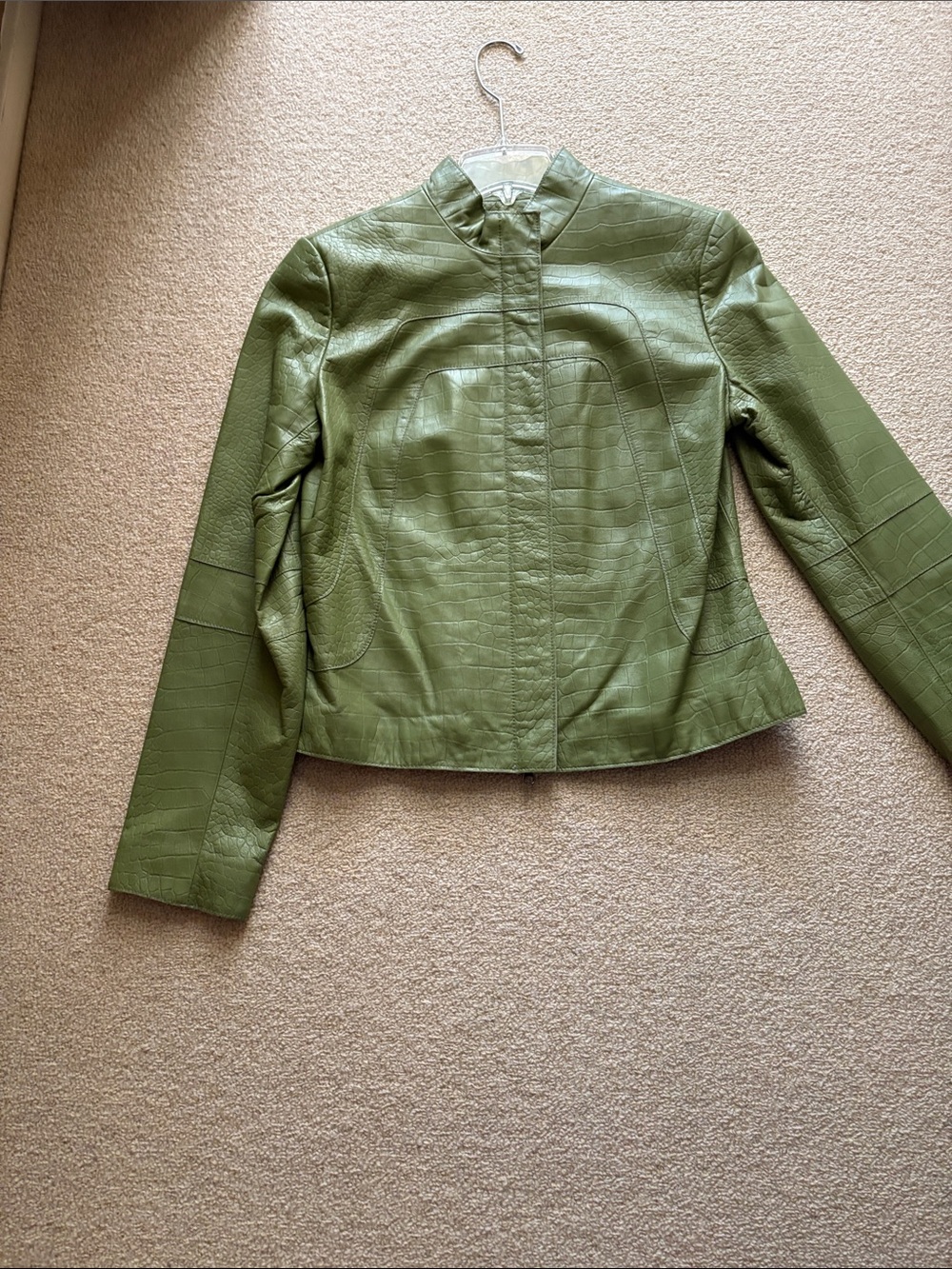 Element Olive Green Croc-Embossed Leather Jacket - Women